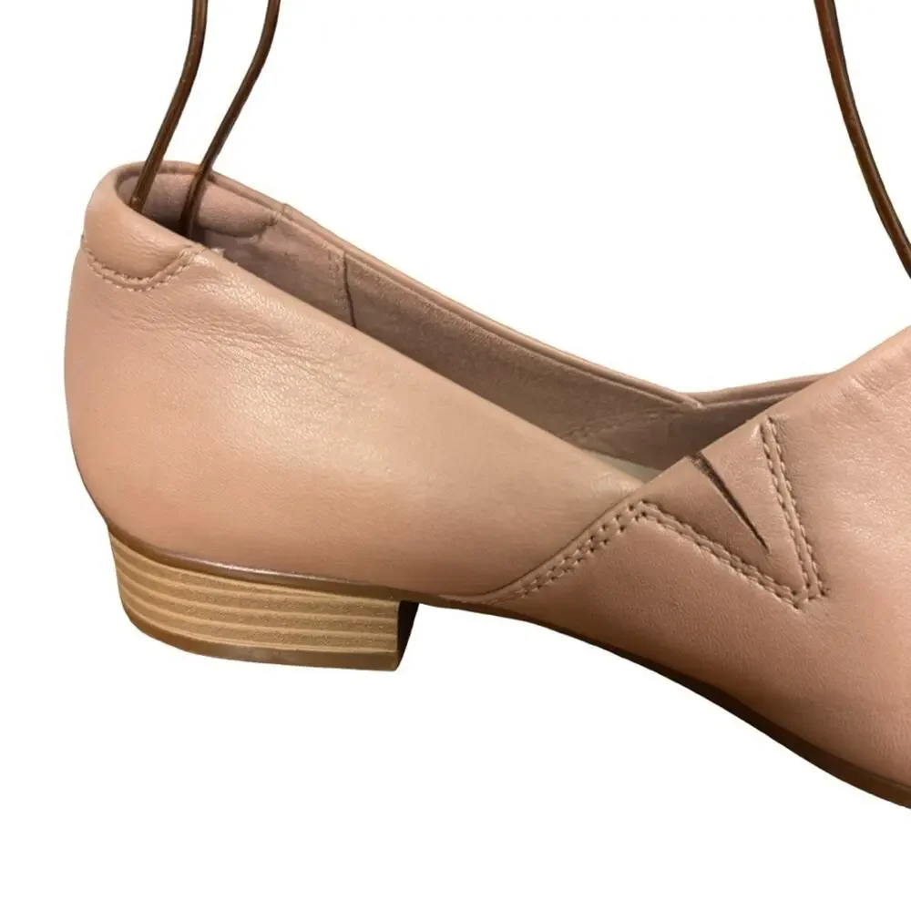 Clarks Juliet Palm Blush Pink Leather Loafers Slip On Block Low Heel Shoes 8.5